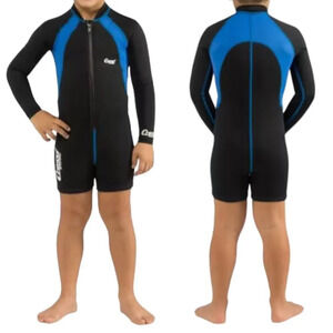 🆕 Cressi Kids Blue & Black Neoprene Long Sleeve Swimsuit Wetsuit Shorts XXL New
